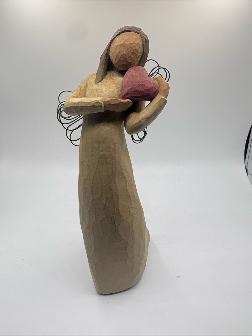 Willow Tree Beige Angel Holding Pink Heart Accent